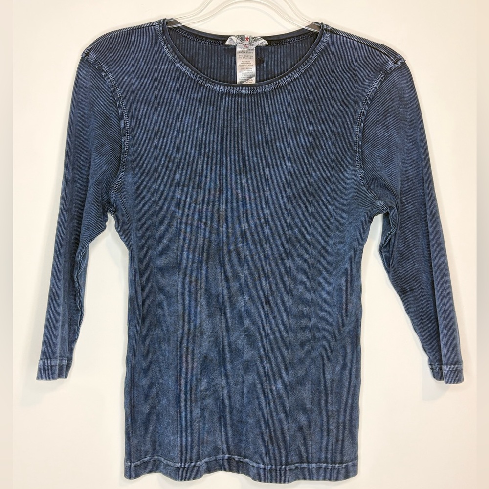 Hard Tail Ribbed Blue 3/4 Sleeve T shirt